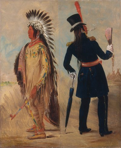 Wi-jún-jon, Cabeza de Huevo de Paloma (La Luz) yendo y volviendo de Washington de George Catlin