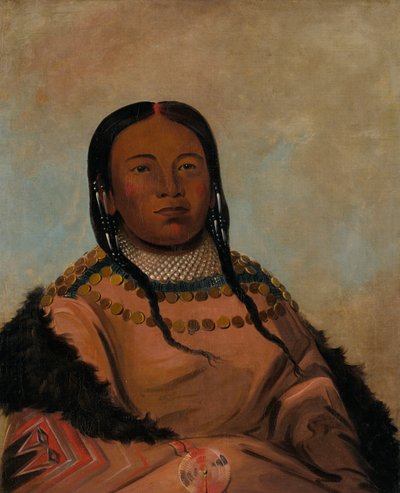 Wi-lóoh-tah-eeh-tcháh-ta-máh-nee, Cosa Roja que Toca al Marchar, Hija de Roca Negra, 1832 de George Catlin