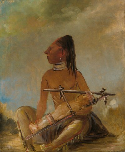 Mujer y niño, mostrando cómo se aplanan las cabezas de los niños de George Catlin