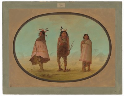 Hombre medicina Yntah, un guerrero y una mujer de George Catlin