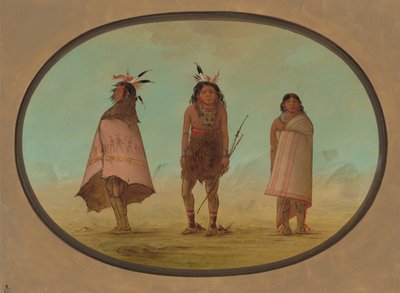 Hombre medicina Yntah, un guerrero y una mujer, 1855-1869 de George Catlin