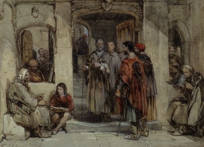 Una escena de la vida monástica, 1850 de George Cattermole