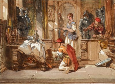 Figuras y armaduras (acuarela sobre papel) de George Cattermole