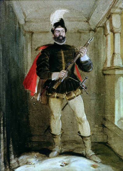 Hamilton de Bothwellhaugh a punto de disparar al regente Murray, en Linlithgow, el 23 de enero de 1570 de George Cattermole