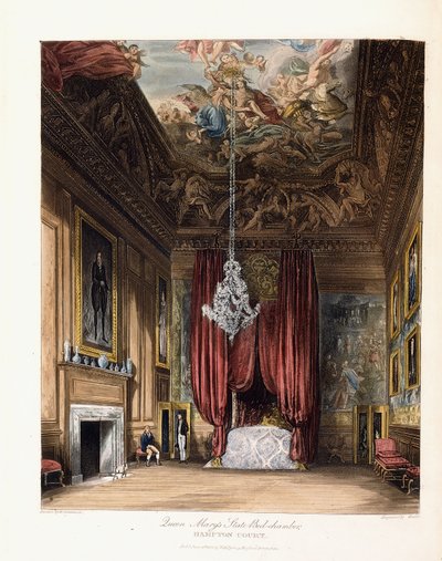 Cámara de estado de la reina María, Hampton Court, 1819 de George Cattermole
