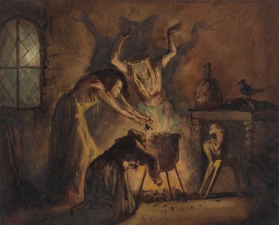 Escena de las tres brujas de Macbeth de Shakespeare de George Cattermole