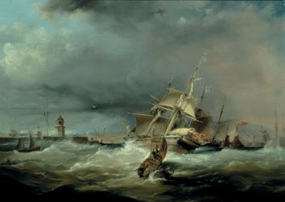 Un paquete americano corriendo hacia el puerto de Swansea de George Chambers