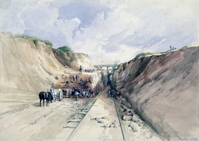 Excavando un corte en el Gran Ferrocarril del Oeste, 1841 de George Childs