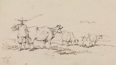 Un campesino con ganado de George Chinnery