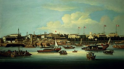Una vista de los Hongs de George Chinnery
