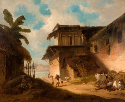 Escena de un pueblo de Bengala, 1821 de George Chinnery