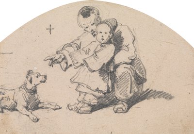 Padre e hijo chinos con perro de George Chinnery