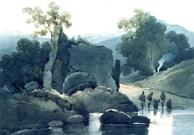 Tumba en ruinas con abluciones hindúes de George Chinnery