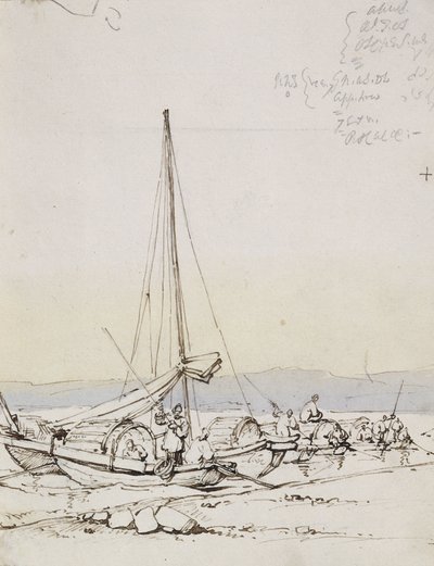 Barcos Tanka en la orilla de George Chinnery