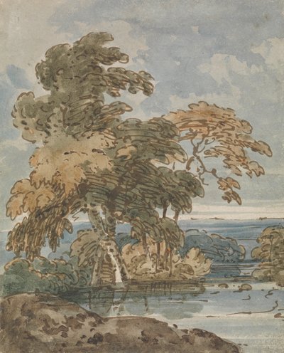 Árboles junto a un río de George Chinnery