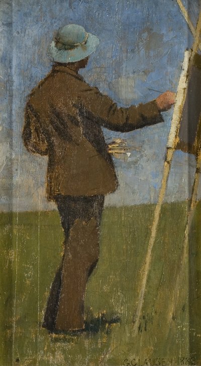 Un artista pintando al aire libre de George Clausen