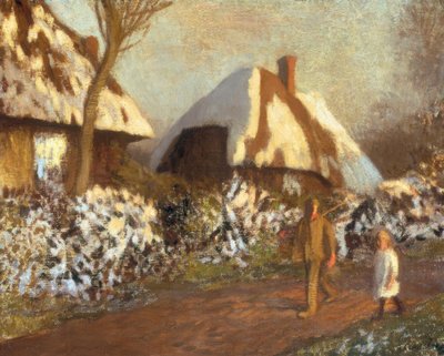 Cabañas en una noche helada de George Clausen