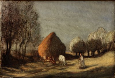 Hayfield, Widdington, alrededor de 1893 (Acuarela, gouache y tinta) de George Clausen