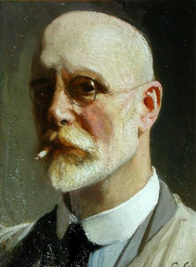 Autorretrato con cigarrillo de George Clausen