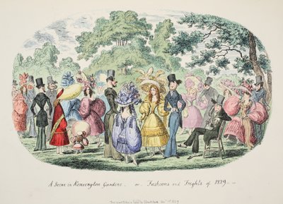 Una escena en Kensington Gardens - o - Modas y miedos de 1829 de George Cruikshank