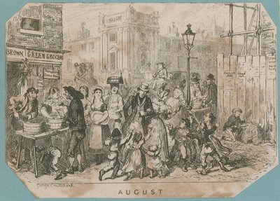 Una escena de mercado concurrida de George Cruikshank