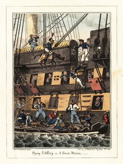 Un dragón de la milicia castigado en Santiago, Cabo Verde,1828 (litografía) de George Cruikshank