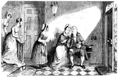 Varias mujeres atienden a un hombre enfermo, siglo XIX de George Cruikshank
