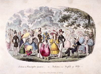 Una escena en Kensington Gardens - o - moda y sustos de 1829 de George Cruikshank