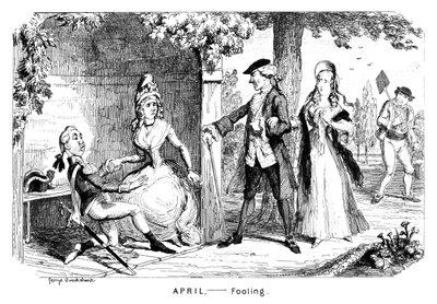 Abril - Engañando, c. 1839 de George Cruikshank