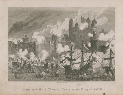 Ataque a la Torre de San Tomás por el Duque de Suffolk de George Cruikshank