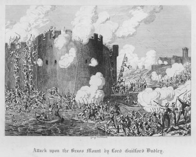 Ataque al Monte de Bronce por Lord Guilford Dudley de George Cruikshank