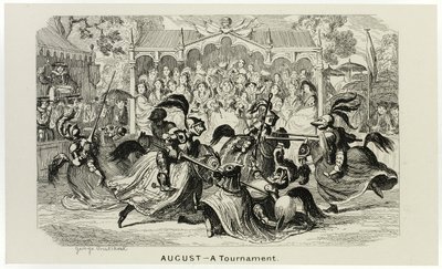 Agosto - Un torneo de grabados en acero de George Cruikshank para The Comic Almanacks: 1835-1853 de George Cruikshank