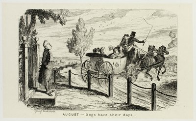 Agosto - Los perros tienen sus días de los grabados en acero de George Cruikshank a The Comic Almanacks: 1835-1853 de George Cruikshank