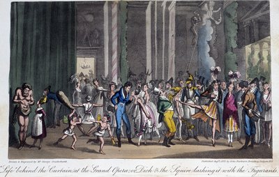 Detrás de escena de la Ópera en Life in Paris de David Carey, Londres de George Cruikshank