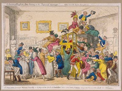 El Carruaje de Bonaparte en Exhibición en el Museo de Bullock, Piccadilly, Westminster, Londres, 1835 de George Cruikshank