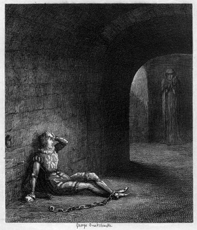 Cuthbert Cholmondeley sorprendido por la aparición de una figura misteriosa, 1840 de George Cruikshank