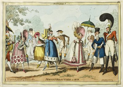 Dandis o monstruosidades de 1818 de George Cruikshank