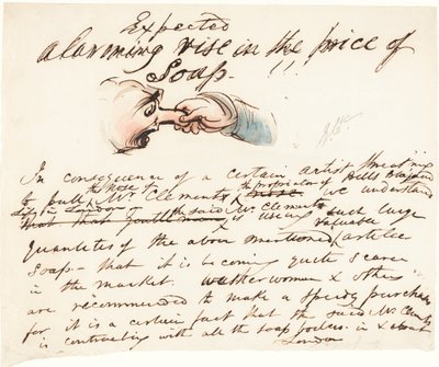 "Se espera--aumento alarmante en el precio del jabón!" de George Cruikshank