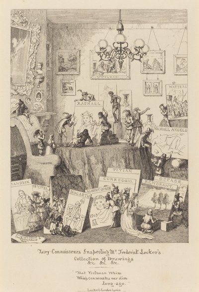 Conocedores de hadas inspeccionando la colección de dibujos del Sr. Frederick Locker de George Cruikshank