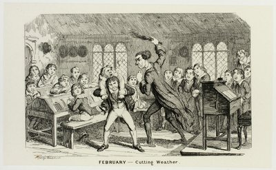 Febrero - Recorte del tiempo de los grabados en acero de George Cruikshank para The Comic Almanacks: 1835-1853 de George Cruikshank