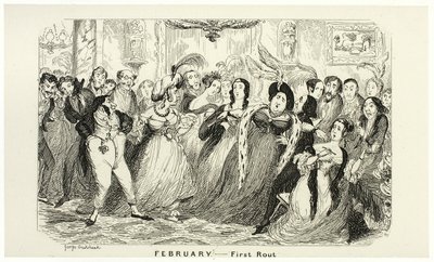 Febrero - Primera ruta de los grabados en acero de George Cruikshank a The Comic Almanacks: 1835-1853 de George Cruikshank