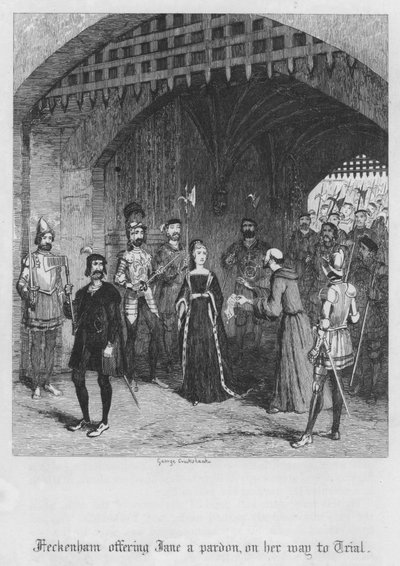 Feckenham ofreciendo a Jane un perdón, en su camino al juicio de George Cruikshank