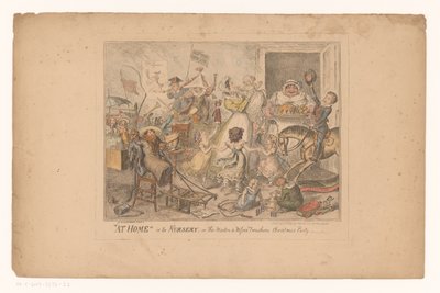 Fiesta en la guardería En casa en la Guardería, o en la fiesta de Navidad de los maestros y las señoritas twoshoes (título sobre el objeto) de George Cruikshank