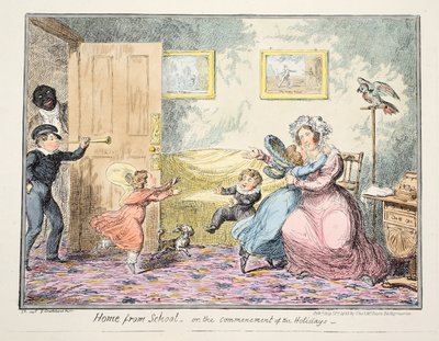 De vuelta de la escuela o el comienzo de las vacaciones pub. 1835 de George Cruikshank