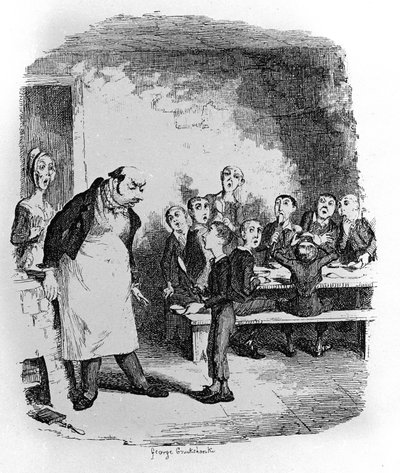 Ilustración para "Oliver Twist" (Olivier) de Charles Dickens (1812-1870), por George Cruikshank (1792-1878) de George Cruikshank