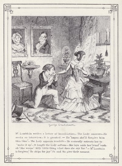 Ilustración para El Libro del Soltero, o El Progreso del Sr. Lambkin (Gent) de George Cruikshank