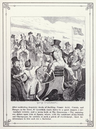 Ilustración para El Libro del Soltero, o El Progreso del Sr. Lambkin (Gent) de George Cruikshank