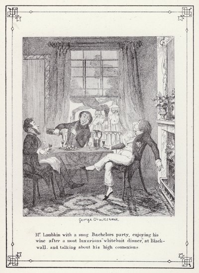 Ilustración para El Libro del Soltero, o El Progreso del Sr. Lambkin (Gent) de George Cruikshank