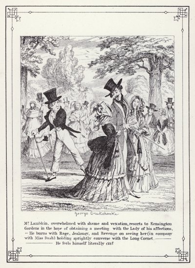 Ilustración para El libro propio del soltero, o El progreso del Sr. Lambkin (caballero) (grabado) de George Cruikshank