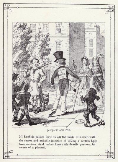 Ilustración para El libro propio del soltero, o El progreso del Sr. Lambkin (caballero) (grabado) de George Cruikshank